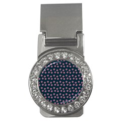 Peach Purple Daisy Flower Teal Money Clips (CZ) 