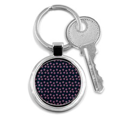 Peach Purple Daisy Flower Teal Key Chain (Round)