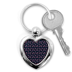 Peach Purple Daisy Flower Teal Key Chain (heart) by snowwhitegirl