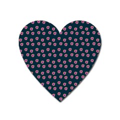 Peach Purple Daisy Flower Teal Heart Magnet