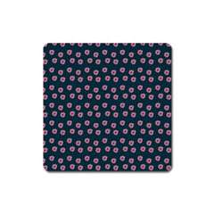 Peach Purple Daisy Flower Teal Square Magnet