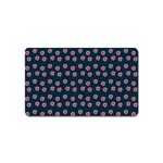 Peach Purple Daisy Flower Teal Magnet (Name Card) Front