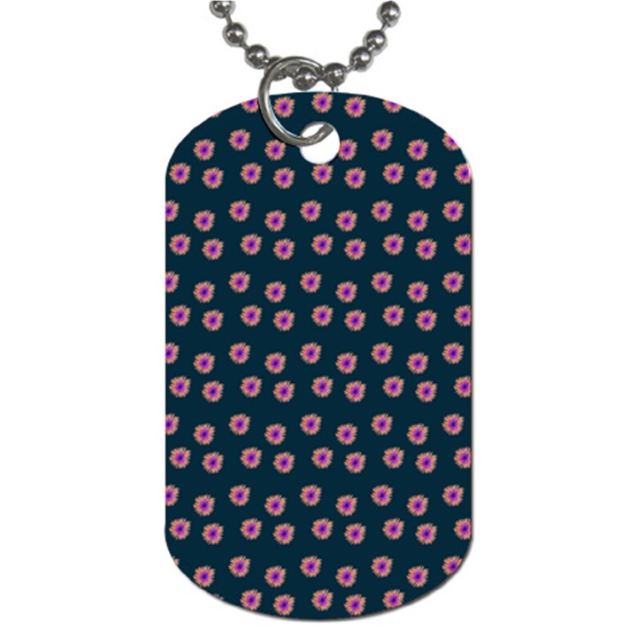 Peach Purple Daisy Flower Teal Dog Tag (Two Sides)