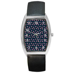 Peach Purple Daisy Flower Teal Barrel Style Metal Watch