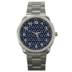 Peach Purple Daisy Flower Teal Sport Metal Watch