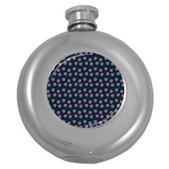 Peach Purple Daisy Flower Teal Round Hip Flask (5 Oz) by snowwhitegirl