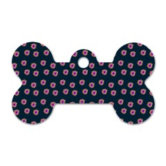 Peach Purple Daisy Flower Teal Dog Tag Bone (Two Sides)