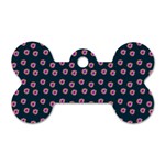 Peach Purple Daisy Flower Teal Dog Tag Bone (Two Sides) Front