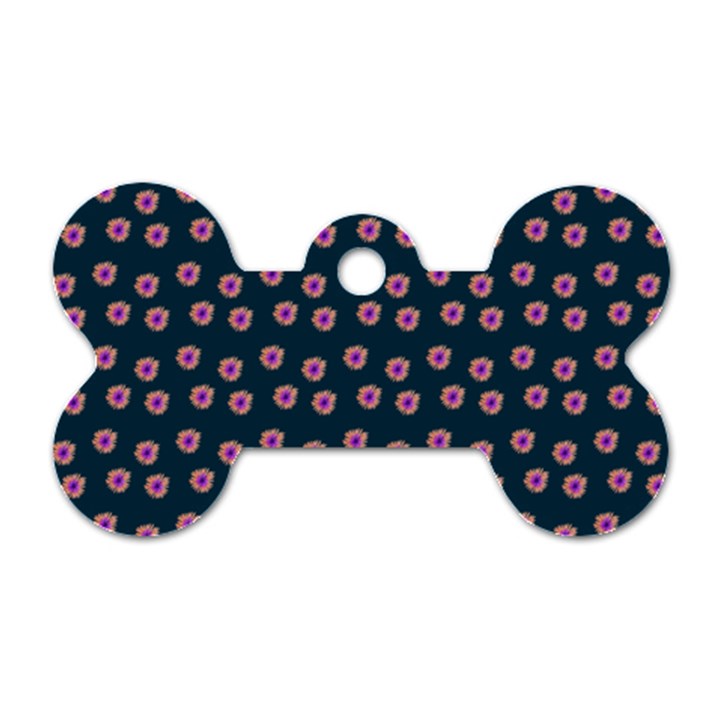 Peach Purple Daisy Flower Teal Dog Tag Bone (Two Sides)