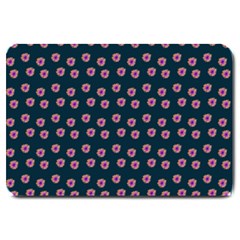 Peach Purple Daisy Flower Teal Large Doormat 