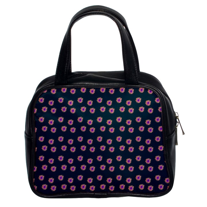 Peach Purple Daisy Flower Teal Classic Handbag (Two Sides)