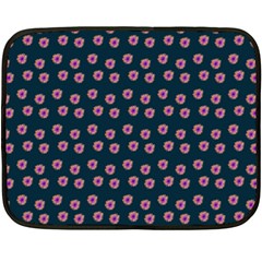 Peach Purple Daisy Flower Teal Fleece Blanket (Mini)