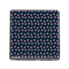 Peach Purple Daisy Flower Teal Memory Card Reader (Square 5 Slot)