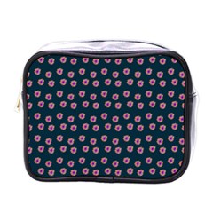 Peach Purple Daisy Flower Teal Mini Toiletries Bag (One Side)