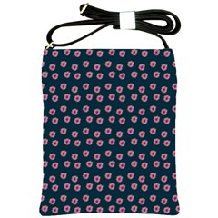 Peach Purple Daisy Flower Teal Shoulder Sling Bag