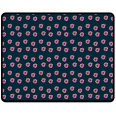 Peach Purple Daisy Flower Teal Fleece Blanket (Medium) 