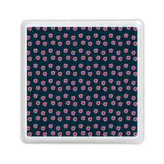 Peach Purple Daisy Flower Teal Memory Card Reader (Square)