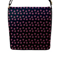 Peach Purple Daisy Flower Teal Flap Closure Messenger Bag (L)