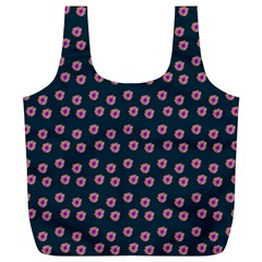 Peach Purple Daisy Flower Teal Full Print Recycle Bag (XL)