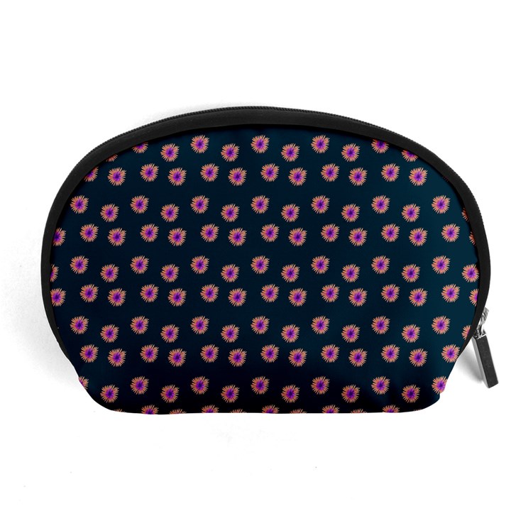 Peach Purple Daisy Flower Teal Accessory Pouch (Large)