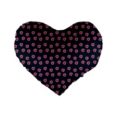 Peach Purple Daisy Flower Teal Standard 16  Premium Flano Heart Shape Cushions