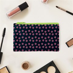 Peach Purple Daisy Flower Teal Cosmetic Bag (XS)