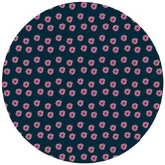 Peach Purple Daisy Flower Teal Wooden Puzzle Round