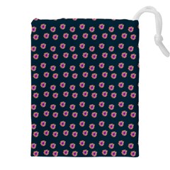 Peach Purple Daisy Flower Teal Drawstring Pouch (4XL)