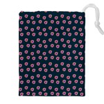 Peach Purple Daisy Flower Teal Drawstring Pouch (4XL) Front