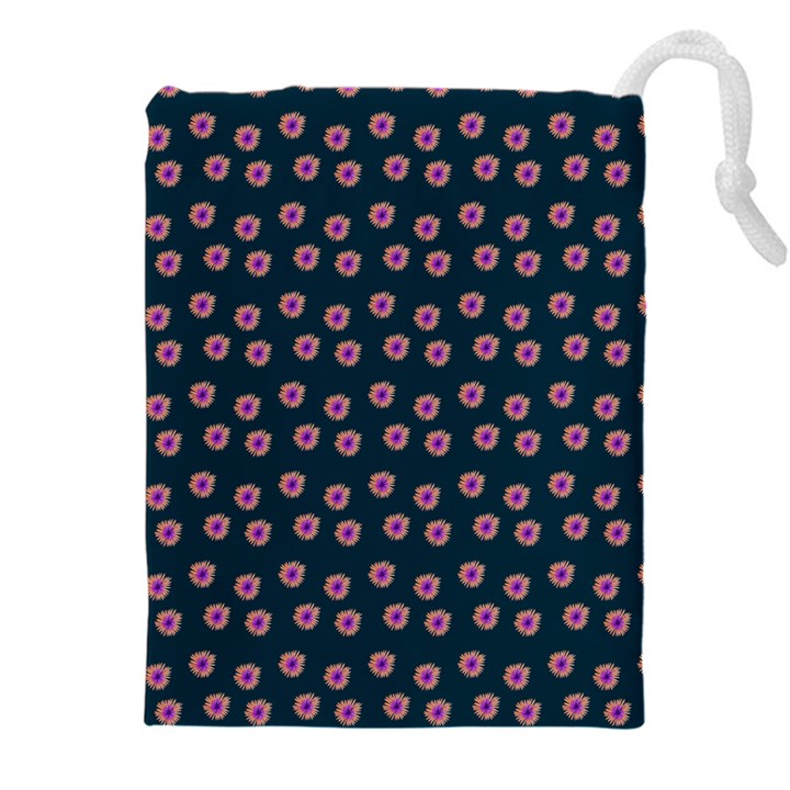 Peach Purple Daisy Flower Teal Drawstring Pouch (4XL)