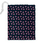 Peach Purple Daisy Flower Teal Drawstring Pouch (4XL) Back