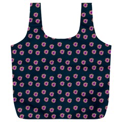 Peach Purple Daisy Flower Teal Full Print Recycle Bag (xxl)