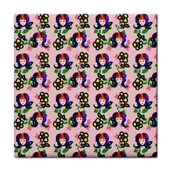 60s Girl Pink Floral Daisy Tile Coaster by snowwhitegirl