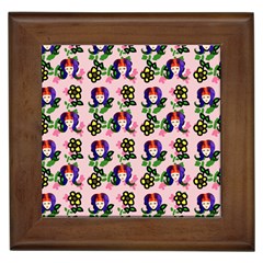 60s Girl Pink Floral Daisy Framed Tile by snowwhitegirl