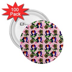 60s Girl Pink Floral Daisy 2 25  Buttons (100 Pack)  by snowwhitegirl