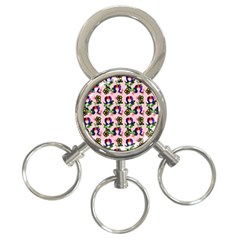 60s Girl Pink Floral Daisy 3-ring Key Chain by snowwhitegirl