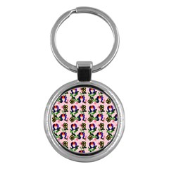 60s Girl Pink Floral Daisy Key Chain (round) by snowwhitegirl