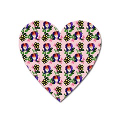 60s Girl Pink Floral Daisy Heart Magnet by snowwhitegirl