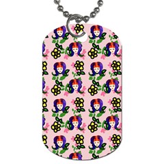 60s Girl Pink Floral Daisy Dog Tag (two Sides) by snowwhitegirl