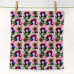 60s Girl Pink Floral Daisy Face Towel by snowwhitegirl