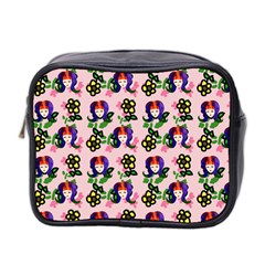 60s Girl Pink Floral Daisy Mini Toiletries Bag (two Sides) by snowwhitegirl