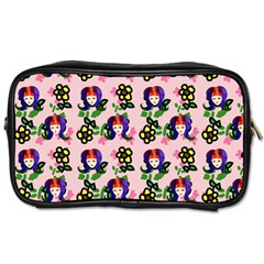 60s Girl Pink Floral Daisy Toiletries Bag (one Side) by snowwhitegirl