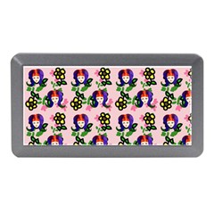 60s Girl Pink Floral Daisy Memory Card Reader (mini) by snowwhitegirl