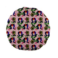 60s Girl Pink Floral Daisy Standard 15  Premium Round Cushions by snowwhitegirl