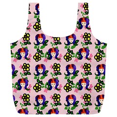 60s Girl Pink Floral Daisy Full Print Recycle Bag (xl) by snowwhitegirl