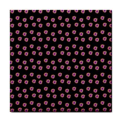 Peach Purple Daisy Flower Black Tile Coaster by snowwhitegirl