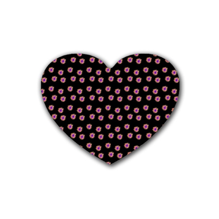 Peach Purple Daisy Flower Black Heart Coaster (4 pack) 