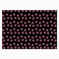 Peach Purple Daisy Flower Black Large Glasses Cloth (2 Sides) by snowwhitegirl