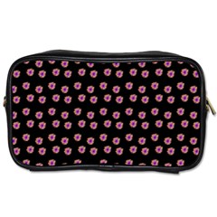 Peach Purple Daisy Flower Black Toiletries Bag (two Sides) by snowwhitegirl