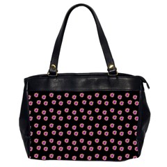 Peach Purple Daisy Flower Black Oversize Office Handbag (2 Sides) by snowwhitegirl